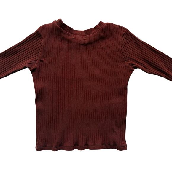 Sew Sweet Clothing Rust Ribbed Knit Long Sleeve Tee Size 6 - Picture 2 of 3